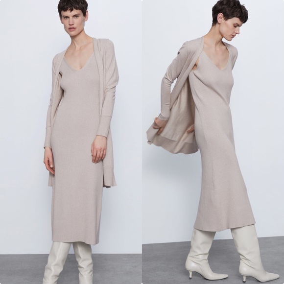 NWT Zara Ribbed Knit Dress - Picture 6 of 15